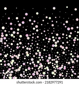 Carnival Confetti. Metal Color Anniversary Banner on Black Backdrop. Rainbow Birthday Poster. Sylvester Design. Carnaval Party Background. Isolated Masquerade Border with Falling Round Dots.