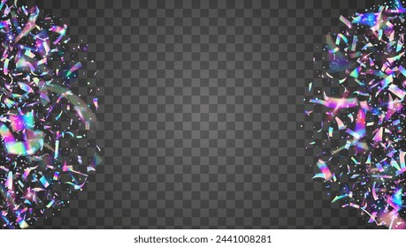 Carnival Confetti. Pink Foil Background. Celebrate Glitter. Digital Design. Isolated Flag. Hologram Effect. Glare Holographic Explosion. Happy Sparkle. Blue Carnival Confetti