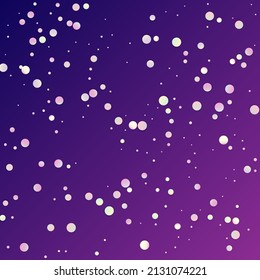 Carnival Confetti. Rainbow Birthday Poster. Carnaval Party Background. Holo Color Anniversary Banner on Purple Backdrop. Isolated Masquerade Border with Falling Round Dots. Sylvester Design.