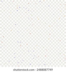 Carnival Confetti. Red, Blue, Green, Orange Banner on Transparent Backdrop. Carnaval Party Background. Isolated Masquerade Border with Falling Round Dots. Rainbow Birthday Poster. Sylvester Design.