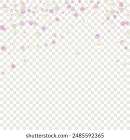 Carnival Confetti. Sylvester Design. Carnaval Party Background. Metal Banner on Transparent Backdrop. Isolated Masquerade Border with Falling Round Dots. Rainbow Birthday Poster.