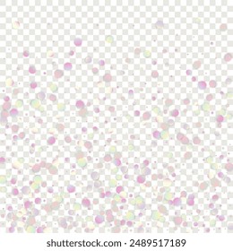 Carnival Confetti. Sylvester Design. Colorful Anniversary Banner on Purple Backdrop. Isolated Masquerade Border with Falling Round Dots. Rainbow Birthday Poster. Carnaval Party Background.