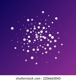 Carnival Confetti. Sylvester Design. Gradient Color Anniversary Banner on Purple Backdrop. Carnaval Party Background. Rainbow Birthday Poster. Isolated Masquerade Border with Falling Round Dots.