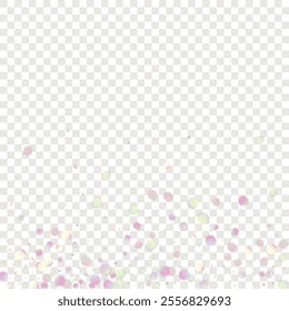 Carnival Confetti. Sylvester Design. Iridescent Banner on Transparent Backdrop. Carnaval Party Background. Isolated Masquerade Border with Falling Round Dots. Rainbow Birthday Poster.