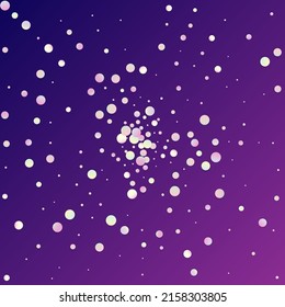 Carnival Confetti. Sylvester Design. Rainbow Birthday Poster. Isolated Masquerade Border with Falling Round Dots. Carnaval Party Background. Holo Color Anniversary Banner on Purple Backdrop.