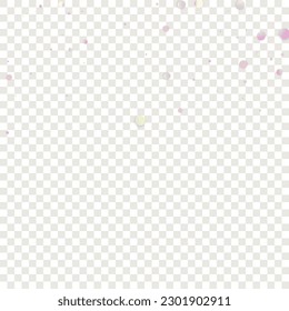 Karneval Confetti. Sylvester Design. Rainbow Birthday Poster. Holo-Banner auf transparentem Hintergrund. Carnaval Party-Hintergrund. Einzeln Masquerade-Grenze mit Falling Round Dots.