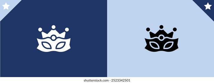 Carnival costume eye mask icon | Black Vector illustration 