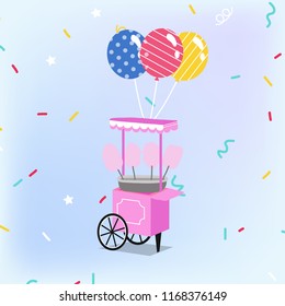 Carnival cotton candy push cart
