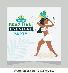 Carnival Dance Party Social Media Post Illustration Template