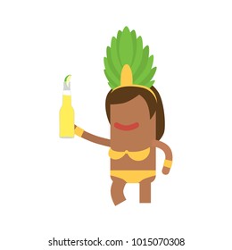 Carnival dancer holding a beer, vector illustration design. Carnival characters collection.