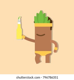 Carnival dancer holding a beer, vector illustration design. Carnival characters collection.