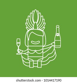 Carnival dancer holding a bottle and a glass of champagne, vector illustration design. Carnival characters collection.