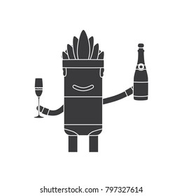 Carnival dancer holding a bottle and a glass of champagne, vector illustration design. Carnival characters collection.