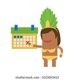 Carnival dancer holding a calendar, vector illustration design. Carnival characters collection.