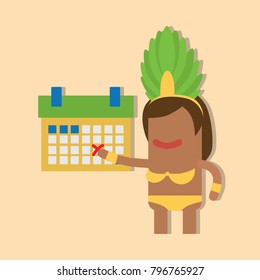 Carnival dancer holding a calendar, vector illustration design. Carnival characters collection.