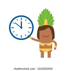 Carnival dancer holding a clock, vector illustration design. Carnival characters collection.