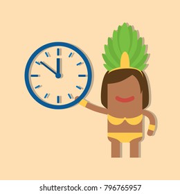 Carnival dancer holding a clock, vector illustration design. Carnival characters collection.
