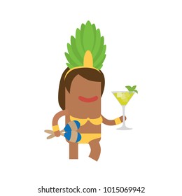 Carnival dancer holding a cocktail and maracas, vector illustration design. Carnival characters collection.