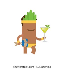 Carnival dancer holding a cocktail and maracas, vector illustration design. Carnival characters collection.