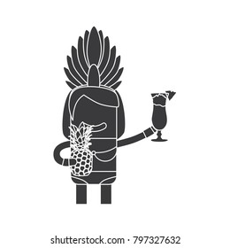 Carnival dancer holding a cocktail and a pineapple, vector illustration design. Carnival characters collection.