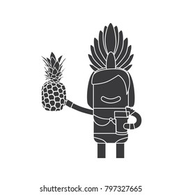 Carnival dancer holding a cocktail and a pineapple, vector illustration design. Carnival characters collection.