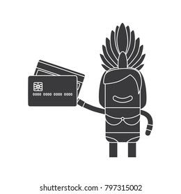 Carnival dancer holding a credit card, vector illustration design. Carnival characters collection.