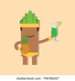 Carnival dancer holding a drink and a pineapple, vector illustration design. Carnival characters collection.