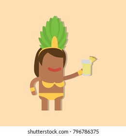 Carnival dancer holding a drink, vector illustration design. Carnival characters collection.