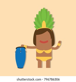 Carnival dancer holding drum, vector illustration design. Carnival characters collection.