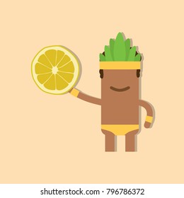 Carnival dancer holding a lemon, vector illustration design. Carnival characters collection.