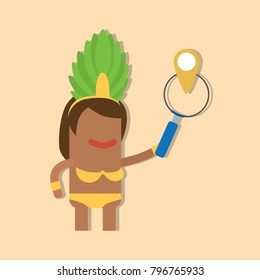 Carnival dancer holding a magnifying glass, vector illustration design. Carnival characters collection.