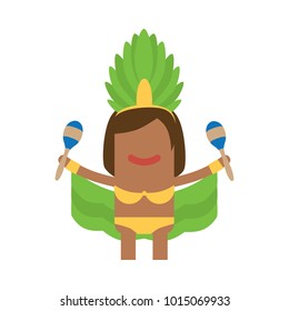 Carnival dancer holding maracas, vector illustration design. Carnival characters collection.