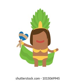 Carnival dancer holding maracas, vector illustration design. Carnival characters collection.