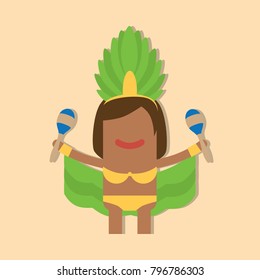 Carnival dancer holding maracas, vector illustration design. Carnival characters collection.