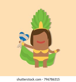 Carnival dancer holding maracas, vector illustration design. Carnival characters collection.
