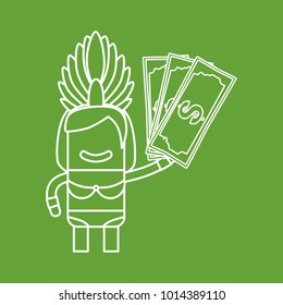 Carnival dancer holding money, vector illustration design. Carnival characters collection.