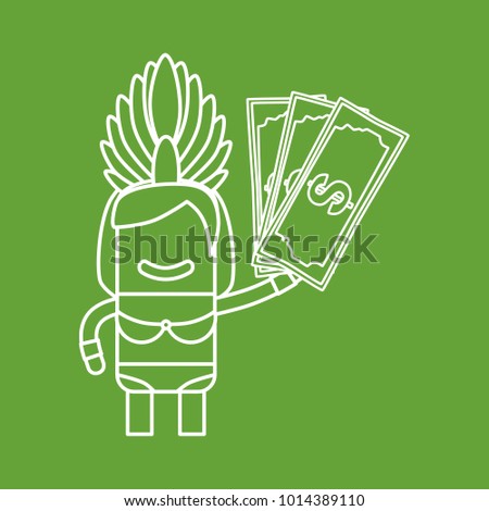 Carnival dancer holding money, vector illustration design. Carnival characters collection.