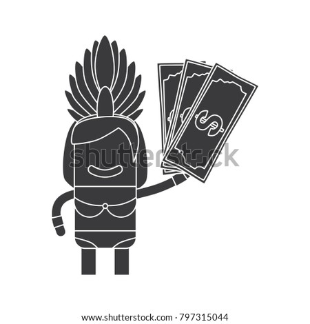 Carnival dancer holding money, vector illustration design. Carnival characters collection.