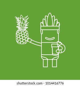 Carnival dancer holding a pineapple and a drink, vector illustration design. Carnival characters collection.