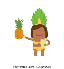 Carnival dancer holding a pineapple and a drink, vector illustration design. Carnival characters collection.