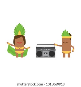 Carnival dancer holding a radio cassette, vector illustration design. Carnival characters collection.
