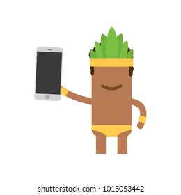 Carnival dancer holding a smartphone, vector illustration design. Carnival characters collection.