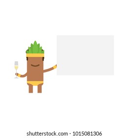 Carnival dancer holding a white banner and a champagne glass, vector illustration design. Carnival characters collection.