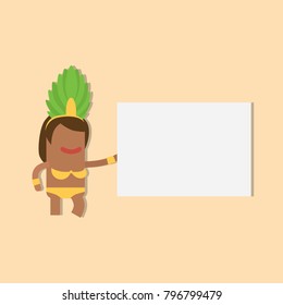 Carnival dancer holding a white banner, vector illustration design. Carnival characters collection.
