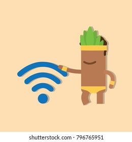 Carnival dancer holding a wifi sign, vector illustration design. Carnival characters collection.