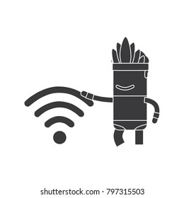 Carnival dancer holding a wifi sign, vector illustration design. Carnival characters collection.