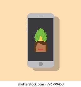 Carnival dancer in a smartphone, vector illustration design. Carnival characters collection.