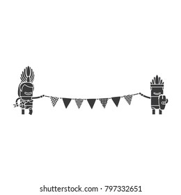 Carnival dancers holding a celebration pennants, vector illustration design. Carnival characters collection.