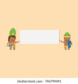 Carnival dancers holding a white banner, vector illustration design. Carnival characters collection.