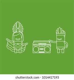 Carnival dancers with a radio cassette, vector illustration design. Carnival characters collection.
